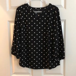 Talbots Black w/white polka dots blouse
